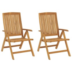 Chaises de jardin inclinables lot de 2 et coussins teck massif 
