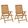 Chaises de jardin inclinables lot de 2 et coussins teck massif 