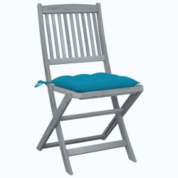 Chaises pliables d'extérieur lot de 6 et coussins Bois d'acacia 