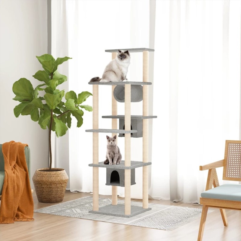 Arbre à chat avec griffoirs en sisal Gris clair 169 cm Arbre à chat avec griffoirs en sisal Gris clair 169 cm