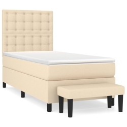 Sommier à lattes de lit avec matelas Crème 90x200 cm Tissu 