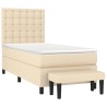 Sommier à lattes de lit avec matelas Crème 90x200 cm Tissu 