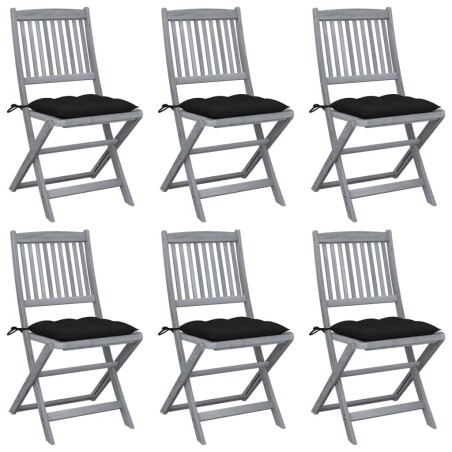 Chaises pliables d'extérieur lot de 6 et coussins Bois d'acacia 