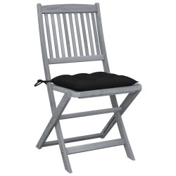 Chaises pliables d'extérieur lot de 6 et coussins Bois d'acacia 
