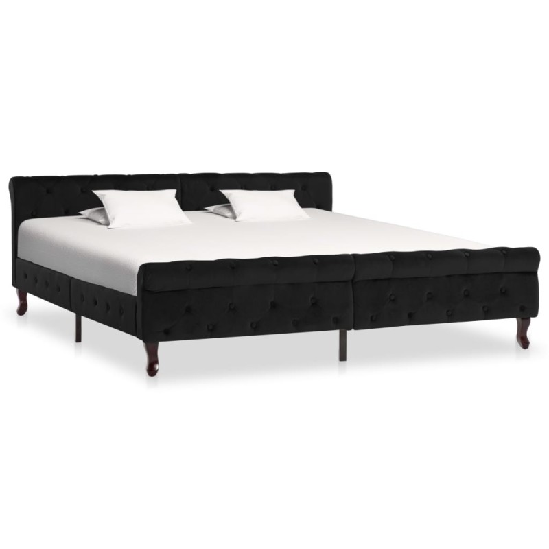 Cadre de lit sans matelas noir velours 180x200 cm Cadre de lit sans matelas noir velours 180x200 cm
