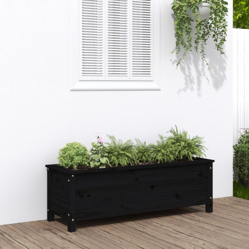 Lit surélevé de jardin noir 119,5x40x39 cm bois de pin massif Lit surélevé de jardin noir 119,5x40x39 cm bois de pin massif
