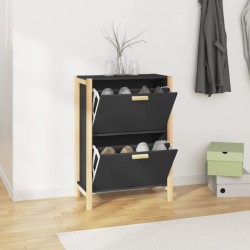 Armoire à chaussures Noir 57,5x33x80 cm Bois d'ingénierie 