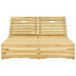 Chaise longue double et coussins bordeaux Bois de pin imprégné 