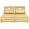 Chaise longue double et coussins bordeaux Bois de pin imprégné 