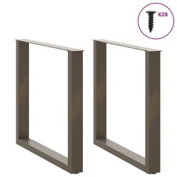 Pieds de table à manger en U 2 pièces Acier naturel 80 x (72-73) cm Acier 