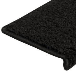Tapis d'escalier 15 pcs 65x21x4 cm Noir 