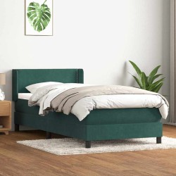 Sommier à lattes de lit et matelas vert foncé 90x220 cm velours 