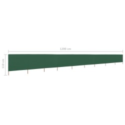 Paravent 9 panneaux Tissu 1200 x 80 cm Vert 