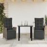Ensemble à manger de jardin 3 pcs coussins gris résine tressée 