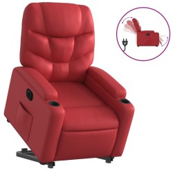 Fauteuil inclinable électrique rouge similicuir 