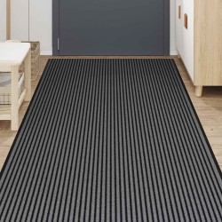 Paillasson noir et gris à rayures 115x300 cm 