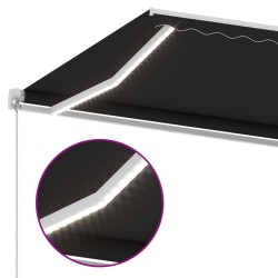 Auvent manuel rétractable avec LED 300x250 cm Anthracite 