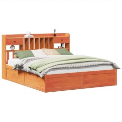 Cadre de lit sans matelas cire marron 200x200cm bois pin massif 