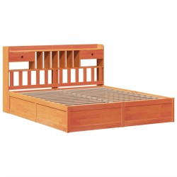 Cadre de lit sans matelas cire marron 200x200cm bois pin massif 