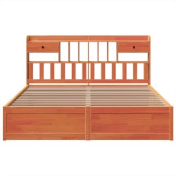 Cadre de lit sans matelas cire marron 200x200cm bois pin massif 
