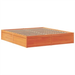 Cadre de lit sans matelas cire marron 200x200cm bois pin massif 