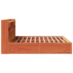 Cadre de lit sans matelas cire marron 200x200cm bois pin massif 
