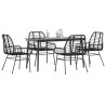 Ensemble à manger de jardin 5 pcs noir résine tressée verre 