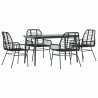 Ensemble à manger de jardin 5 pcs noir résine tressée verre 