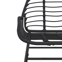 Ensemble à manger de jardin 5 pcs noir résine tressée verre 