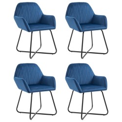 Chaises à manger lot de 4 Bleu Velours 
