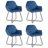 Chaises à manger lot de 4 Bleu Velours 