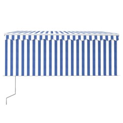 Auvent rétractable automatique avec store 3,5x2,5 m Bleu blanc   