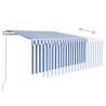 Auvent rétractable automatique avec store 3,5x2,5 m Bleu blanc   