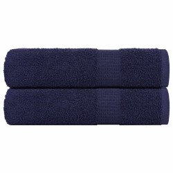 Serviettes de douche 2 pcs bleu marine 70x140 cm 100% coton 