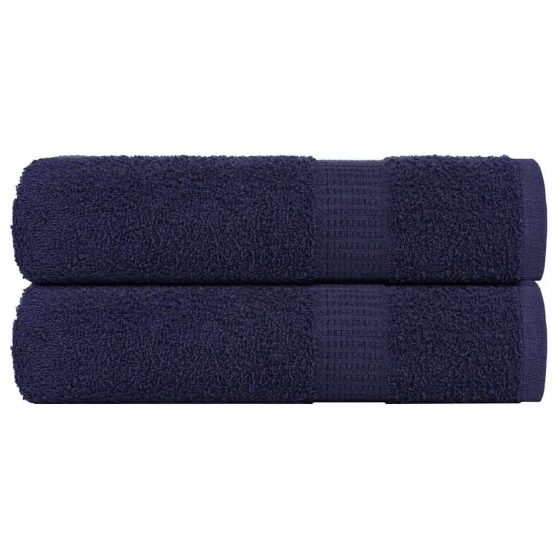 Serviettes de douche 2 pcs bleu marine 70x140 cm 100% coton 