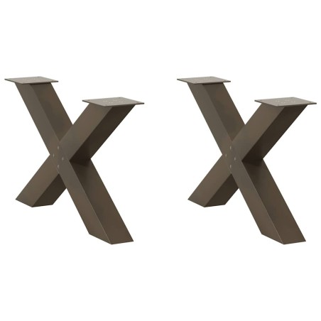 Pieds de table basse en forme de X, 2 pièces, acier naturel, 70 x (42-43) cm 