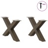 Pieds de table basse en forme de X, 2 pièces, acier naturel, 70 x (42-43) cm 