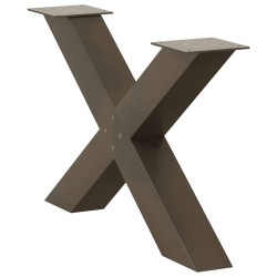 Pieds de table basse en forme de X, 2 pièces, acier naturel, 70 x (42-43) cm 