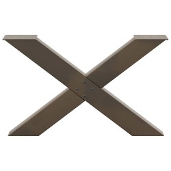 Pieds de table basse en forme de X, 2 pièces, acier naturel, 70 x (42-43) cm 