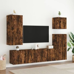Meubles TV muraux 2 pcs chêne fumé 80x30x41 cm 