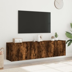 Meubles TV muraux 2 pcs chêne fumé 80x30x41 cm 