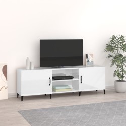 Meuble TV blanc brillant 150x30x50 cm bois d'ingénierie 