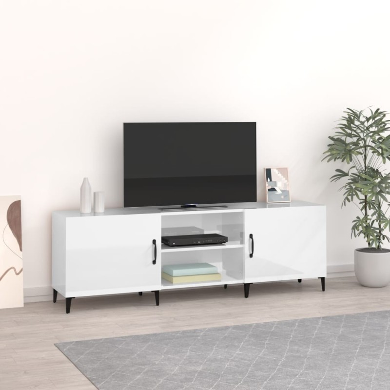 Meuble TV blanc brillant 150x30x50 cm bois d'ingénierie Meuble TV blanc brillant 150x30x50 cm bois d'ingénierie