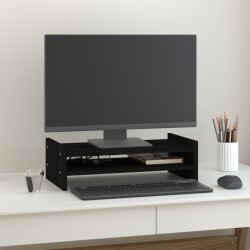 Support de moniteur Noir 50x27x15 cm Bois de pin solide 