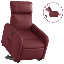 Fauteuil inclinable électrique rouge bordeaux similicuir 