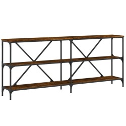 Table console chêne fumé 180x30x75 cm bois d'ingénierie et fer 