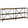 Table console chêne fumé 180x30x75 cm bois d'ingénierie et fer 