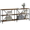 Table console chêne fumé 180x30x75 cm bois d'ingénierie et fer 