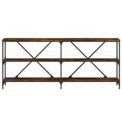 Table console chêne fumé 180x30x75 cm bois d'ingénierie et fer 