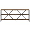 Table console chêne fumé 180x30x75 cm bois d'ingénierie et fer 